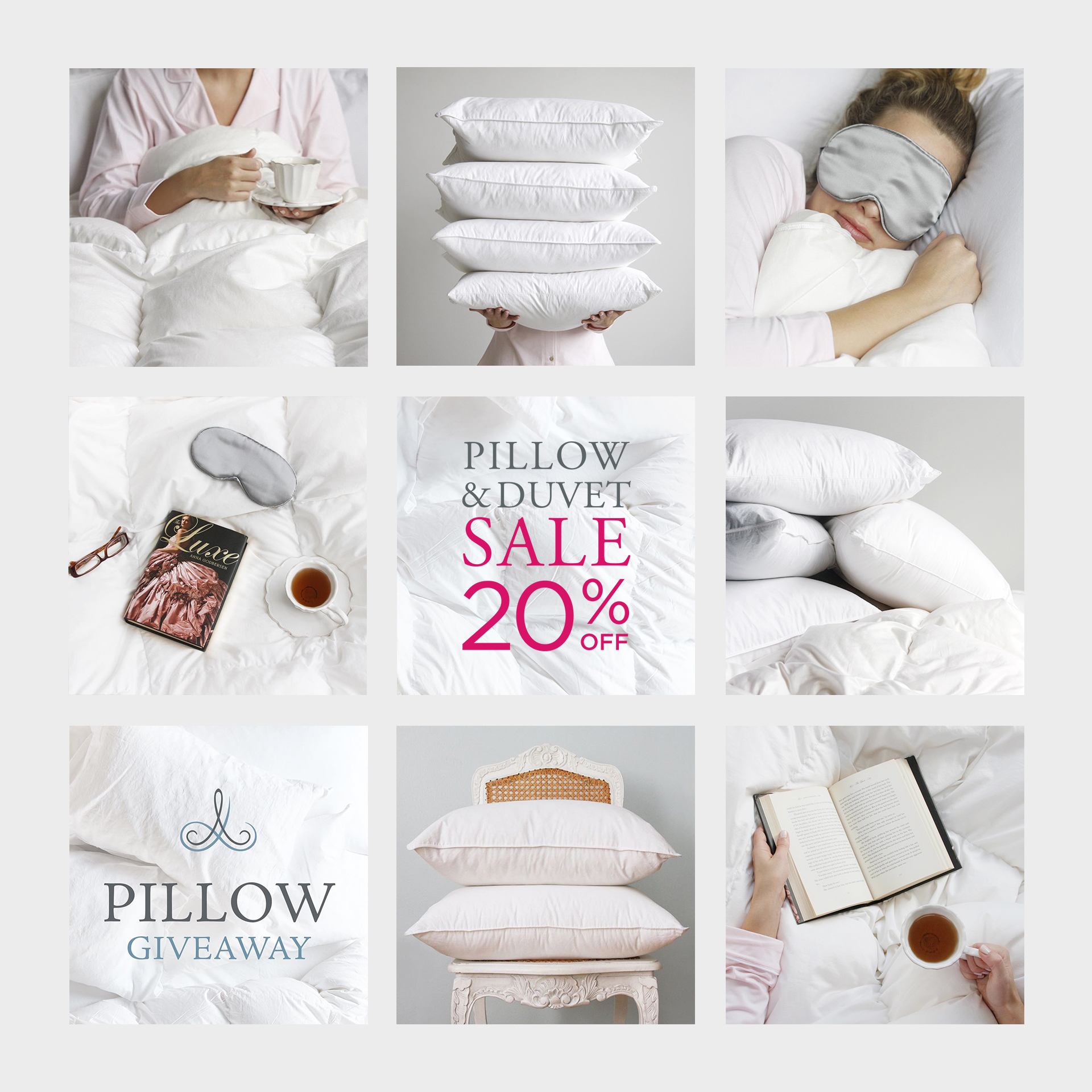 Paige Smith portfolio featuring Au Lit Fine Linens social media campaign