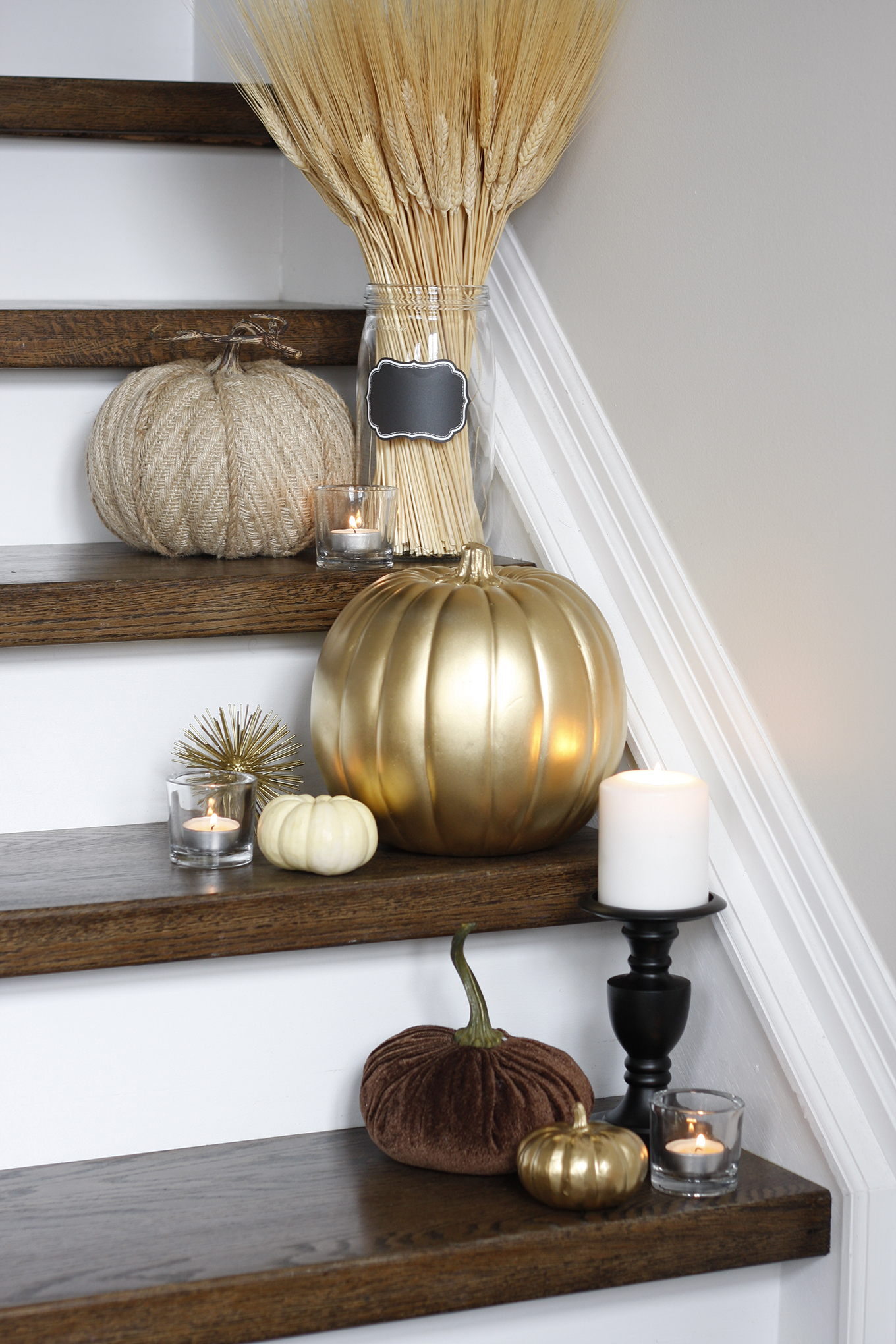 Decorating for Fall on Stairs